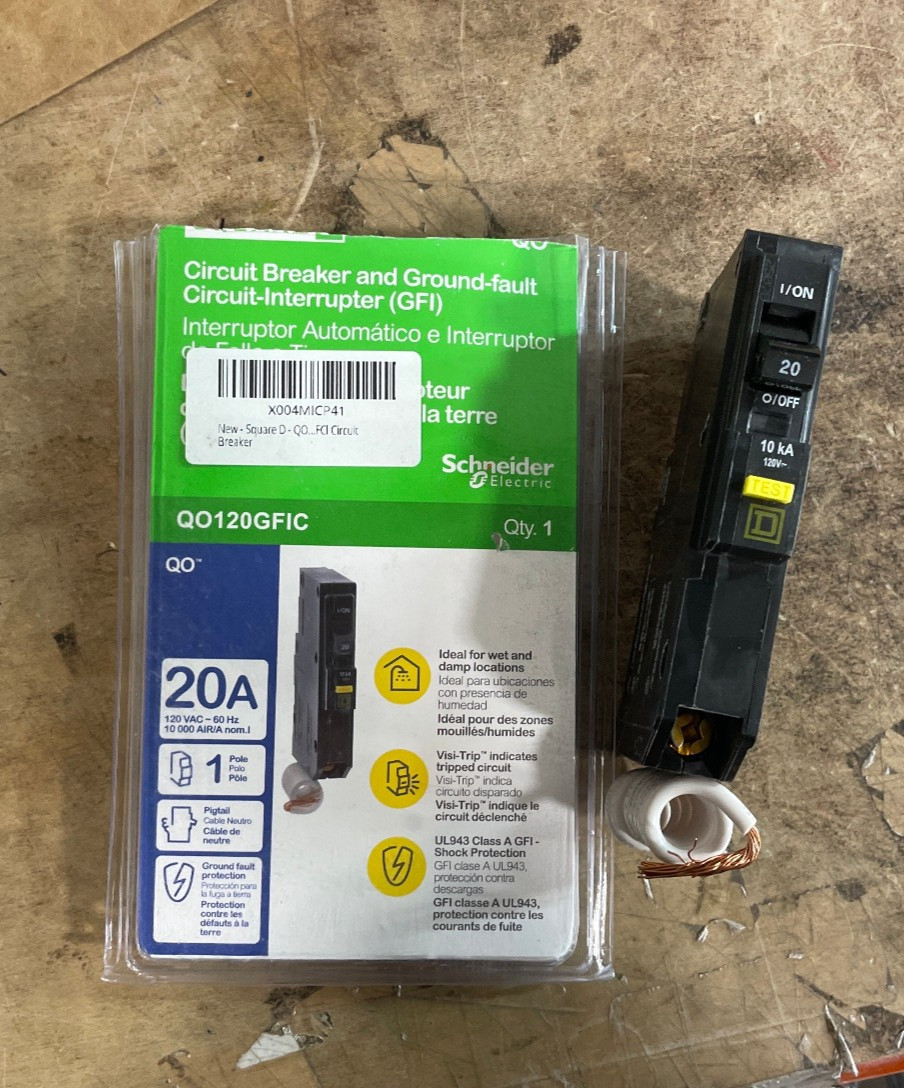 Square D – QO120GFIC QO 20A Single-Pole GFCI Circuit Breaker (Used)