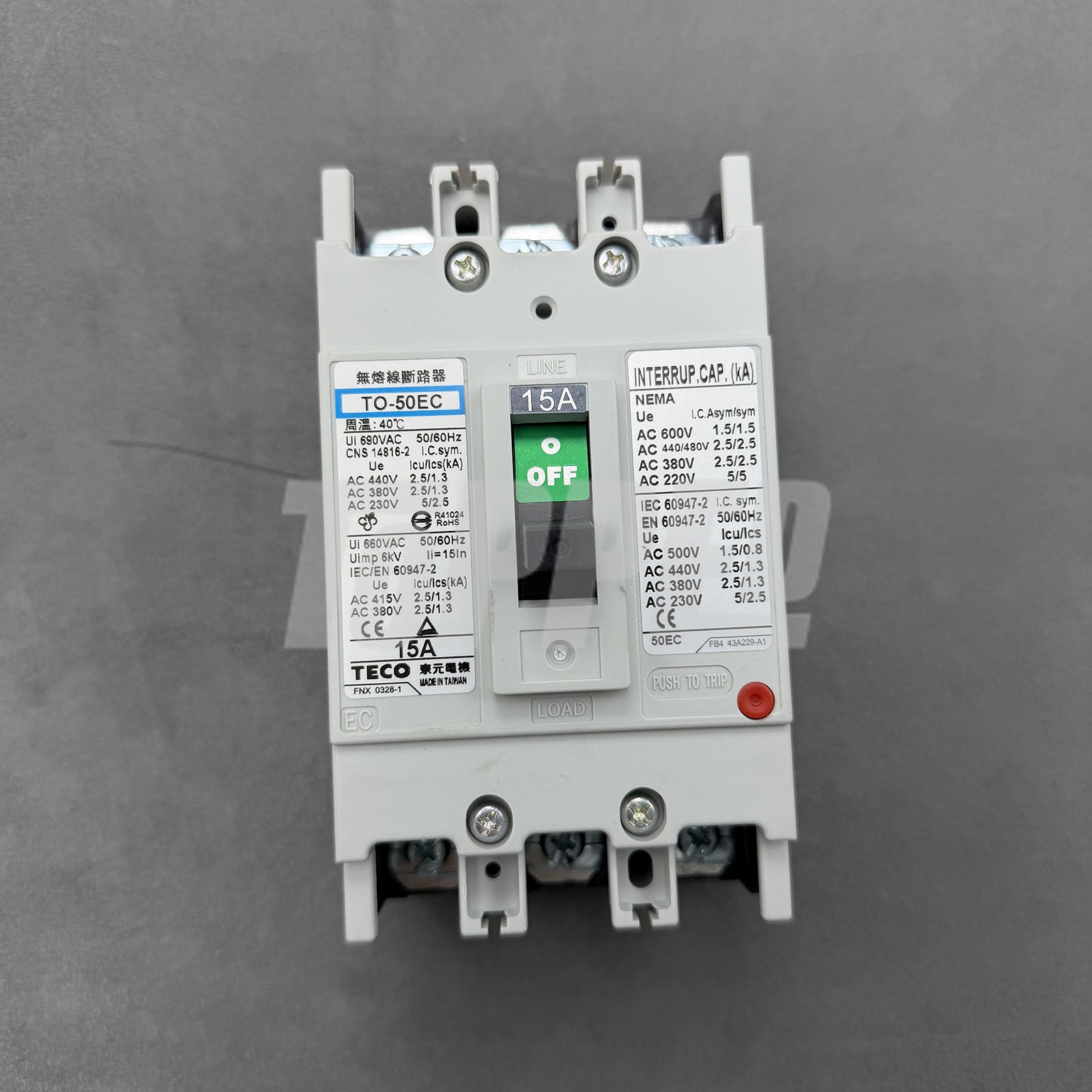 TO-50EC 3P 15A Fusion-free Circuit Breaker for TECO
