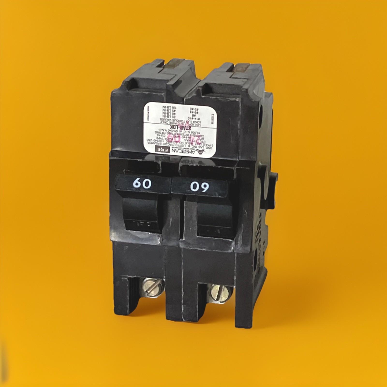 FPE NA260 Federal Pacific 2P 60A 240V Stab-Lok Circuit Breaker Black White “60”