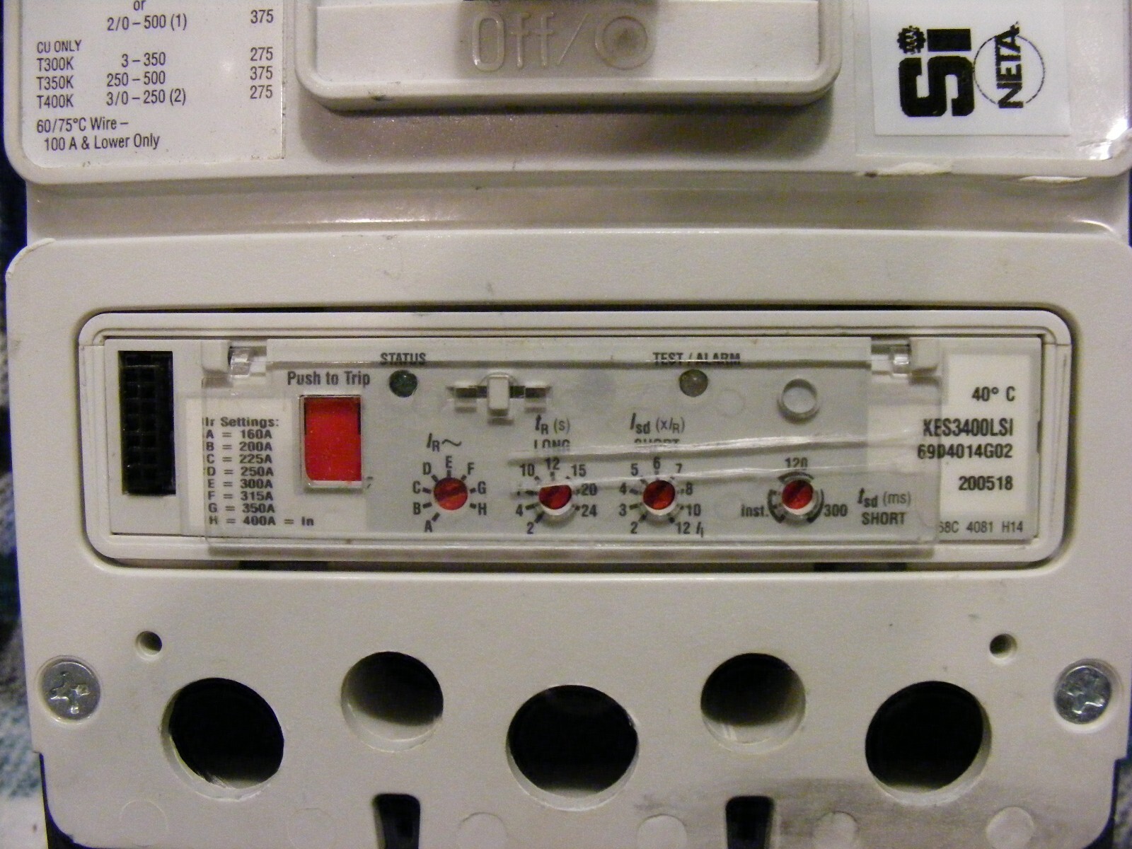Eaton HKD3400F LSI (A) 400A 600V 65k AIC Breaker w/KES3400LSI Trip Unit- Tested!