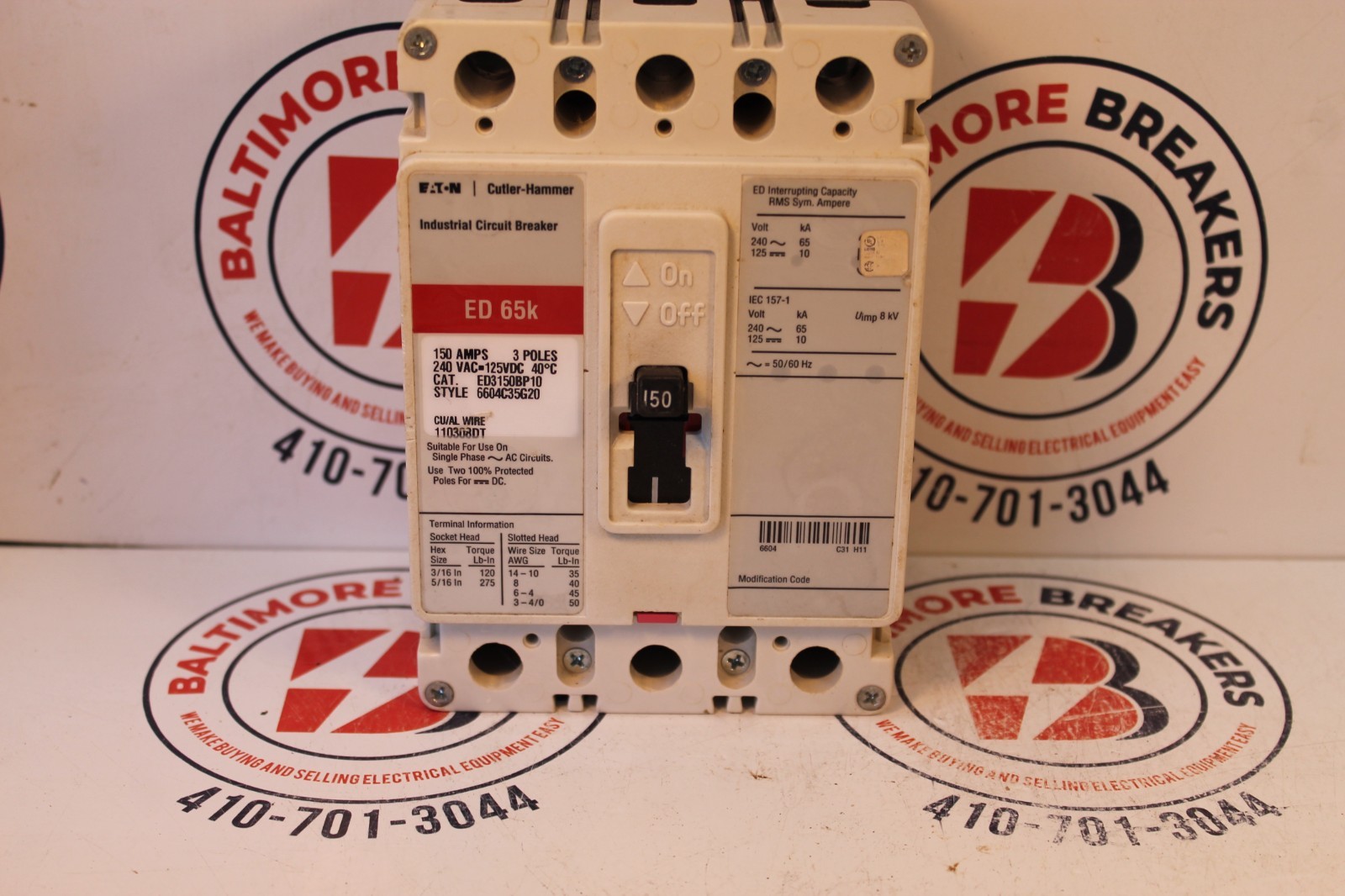 ✪NEW✪ Eaton ED3150BP10 150 AMP 3 Pole Industrial Circuit Breaker ED 65K ✪NEW✪