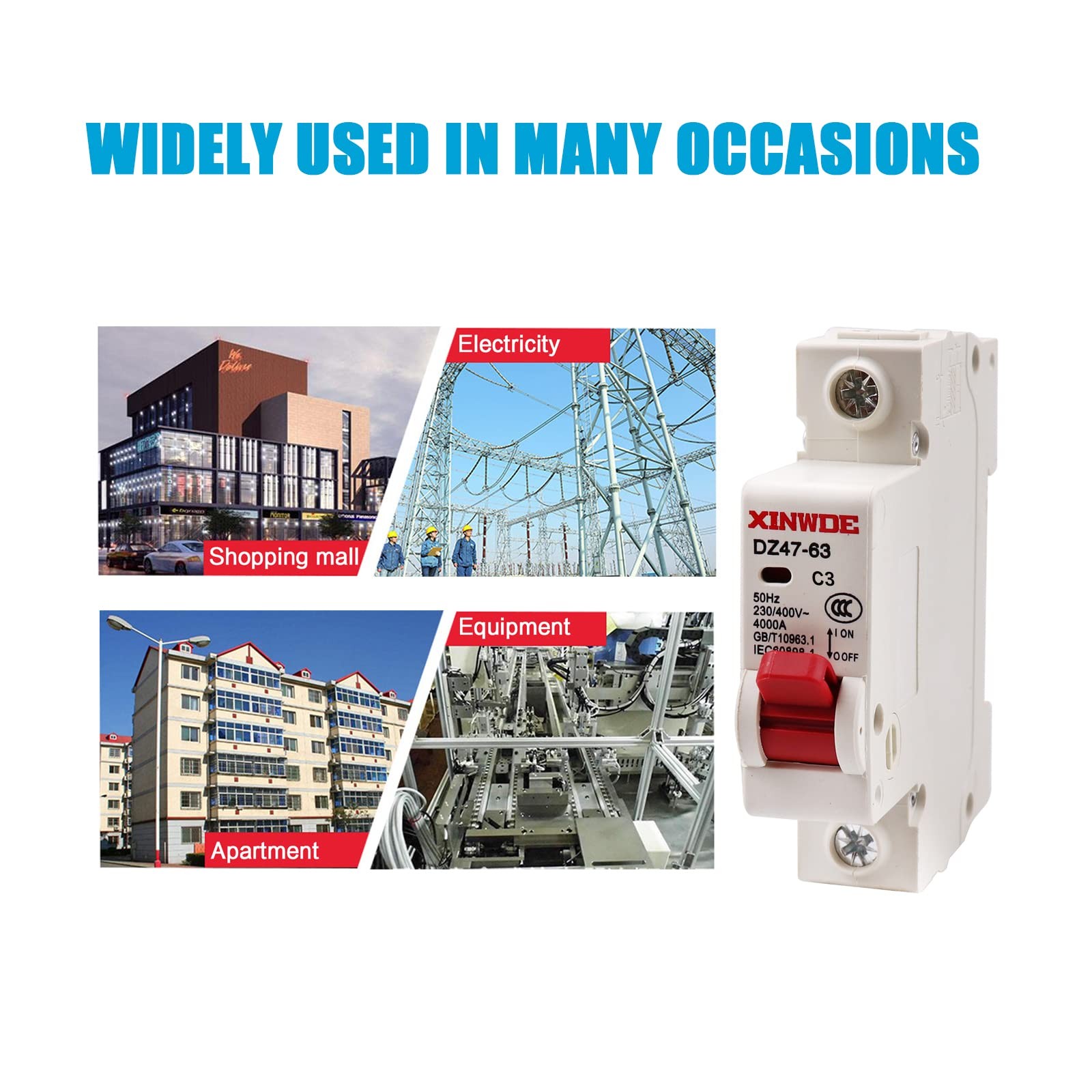 AC Miniature Circuit Breaker 3A 230V/400V 1 Pole DIN Rail Mount Circuit Break…
