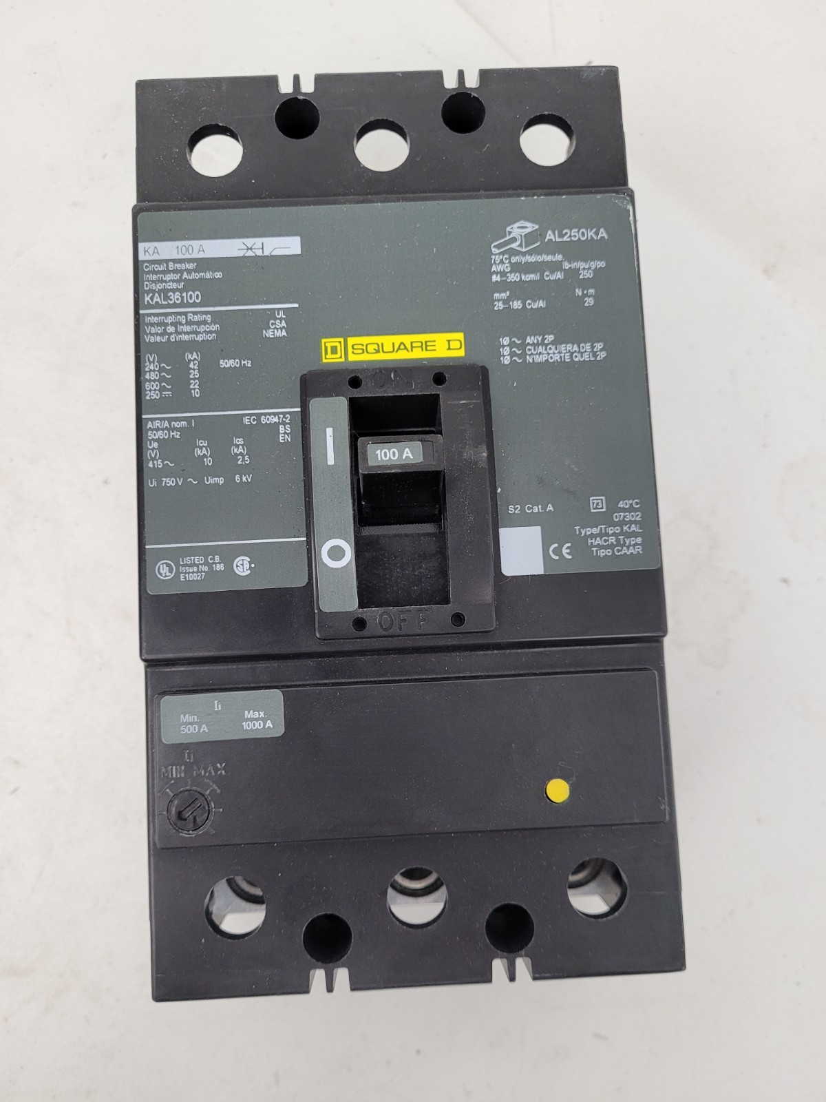 KAL36100 Square D 100 Amp 600 Volt Circuit Breaker – Next Day Option – New