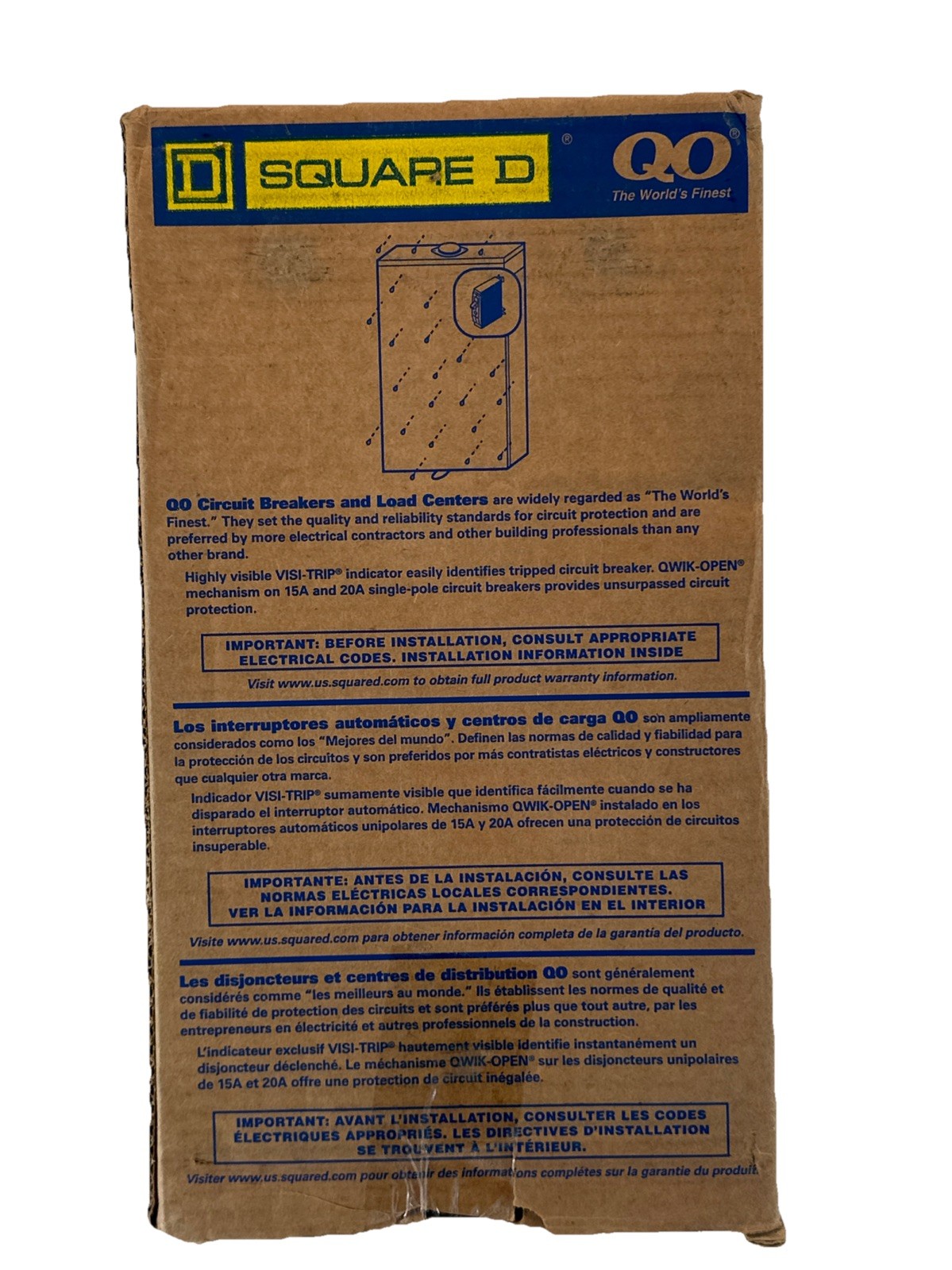 Square D Circuit Breaker Enclosure With 100 A 2 Pole Main Breaker QO2100NRBCP