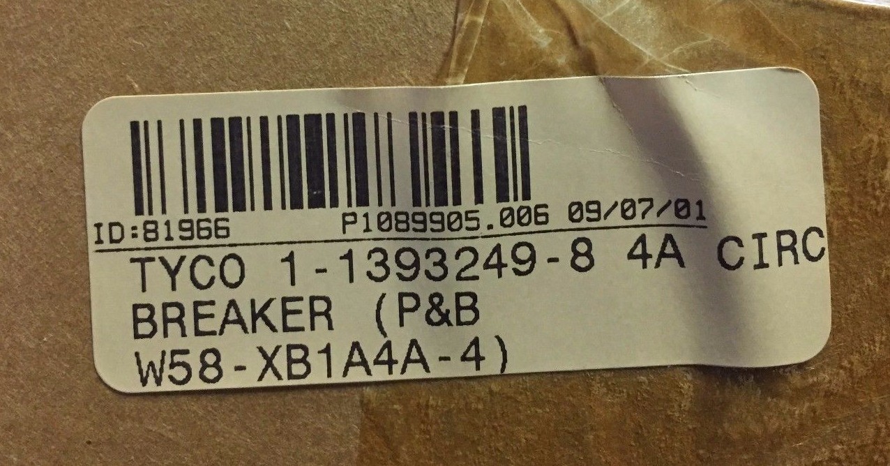 Potter & Brumfield W58-XB1A4A-4 Thermal Circuit Breaker, W58 Series, 250 VAC