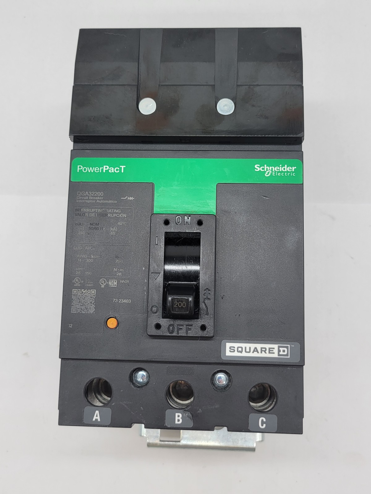 Square D QGA32200 PowerPact I-Line Circuit Breaker 200A 3P 3PH 240V 65KA QGA