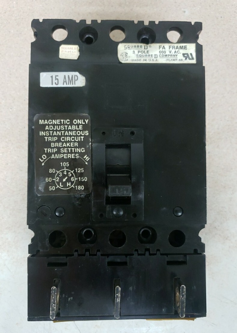 Square D FAL36015 Molded Case Circuit Breaker 3P 15 Amp 240/480/600V