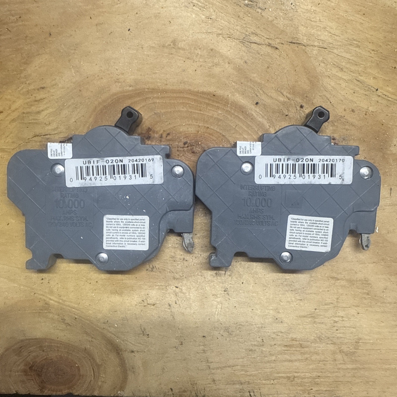 2 Connecticut Electric UBIF020N UBIF-020N Federal Pacific NC120 NC20 20A Gray
