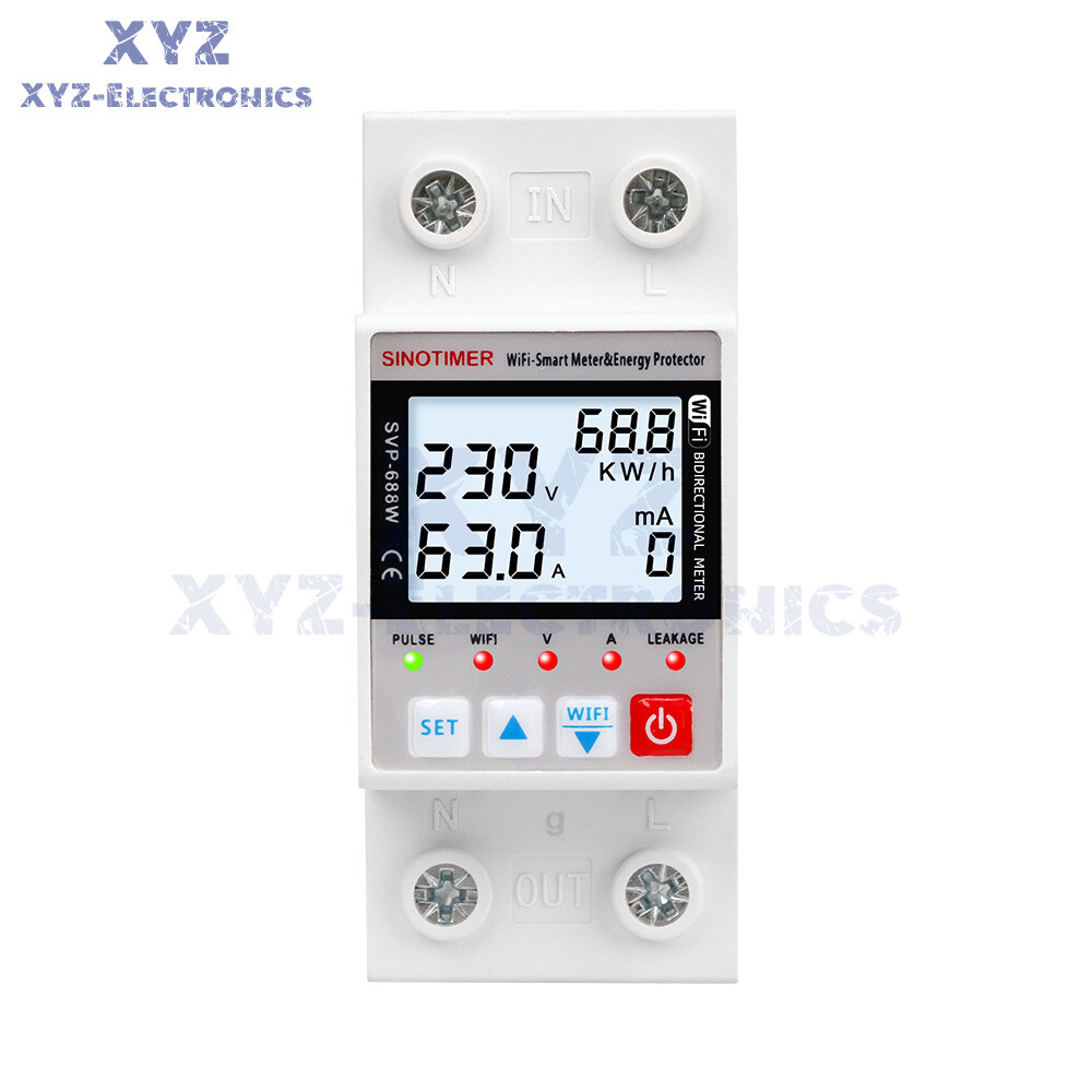 AC220V 63A Tuya Intelligent WIFI Over Voltage Current Protection Power Protector