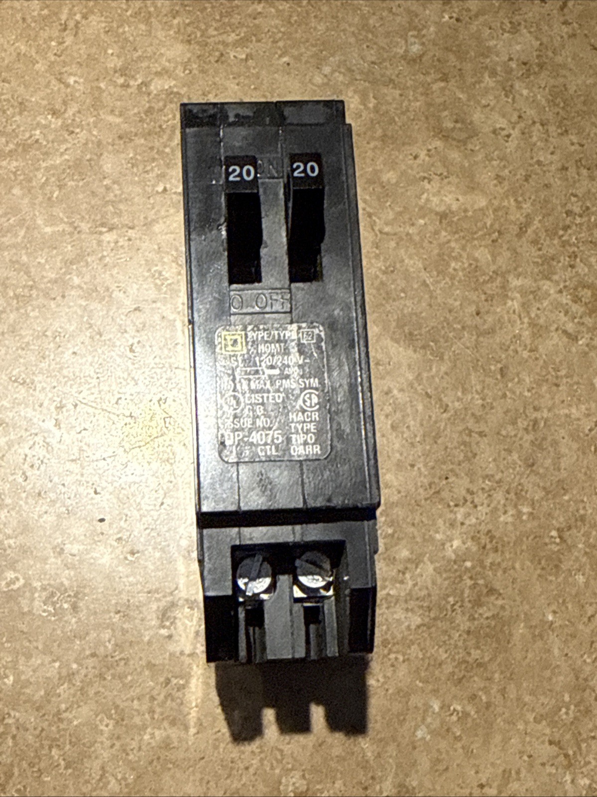 Square D HOMT2020 Homeline 20 amp Twin 1 Pole Tandem Circuit Breaker