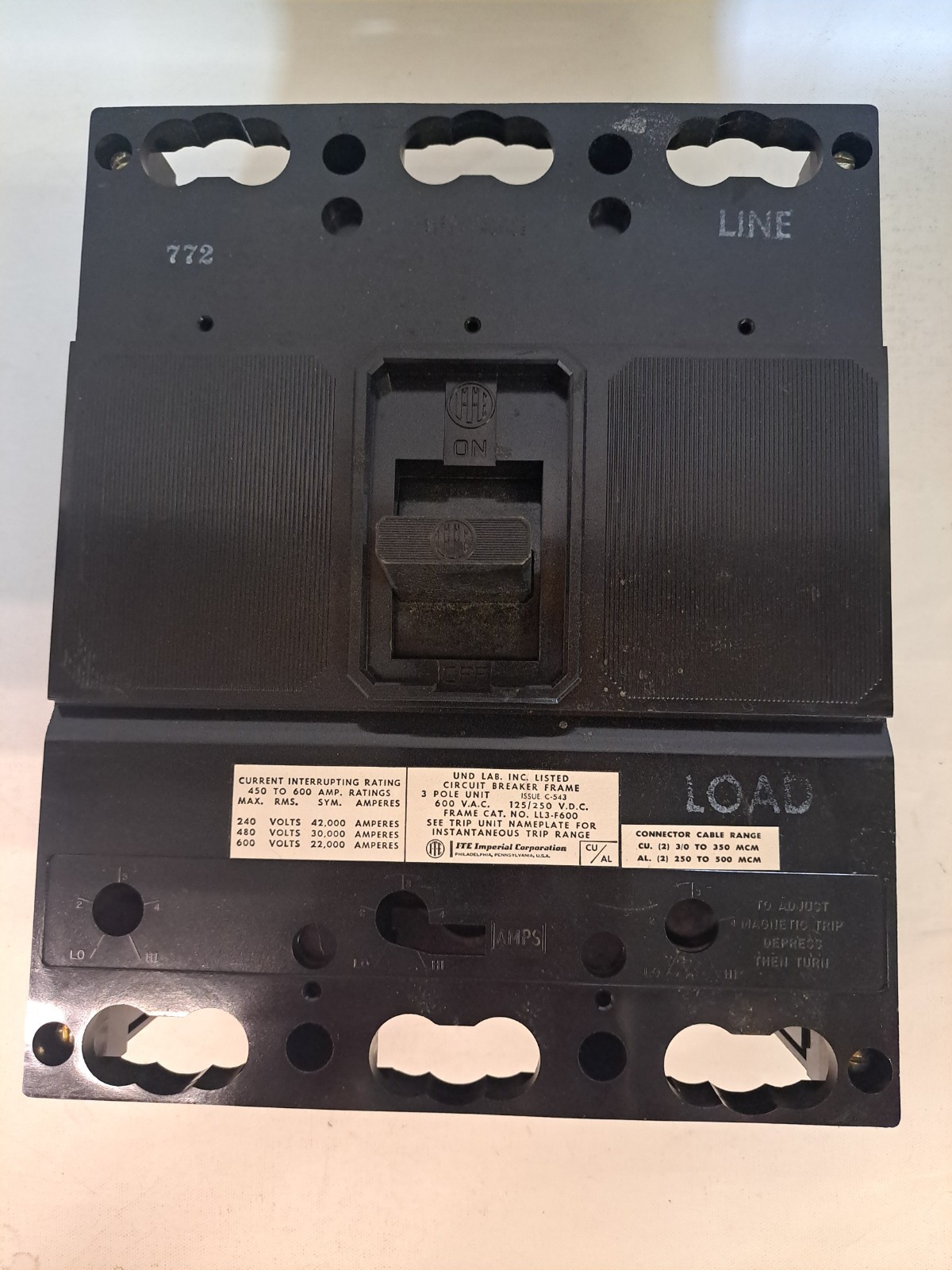 ITE Imperial LL3-F600 Circuit Breaker Frame NEW, damaged box