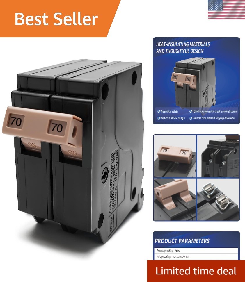 270 2-Pole 70-Amp Circuit Breaker with Thermal Magnetic Protection for 120/240V