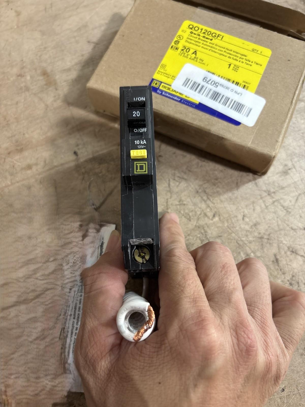 Square D – QO120GFIC QO 20A Single-Pole GFCI Circuit Breaker (Used)