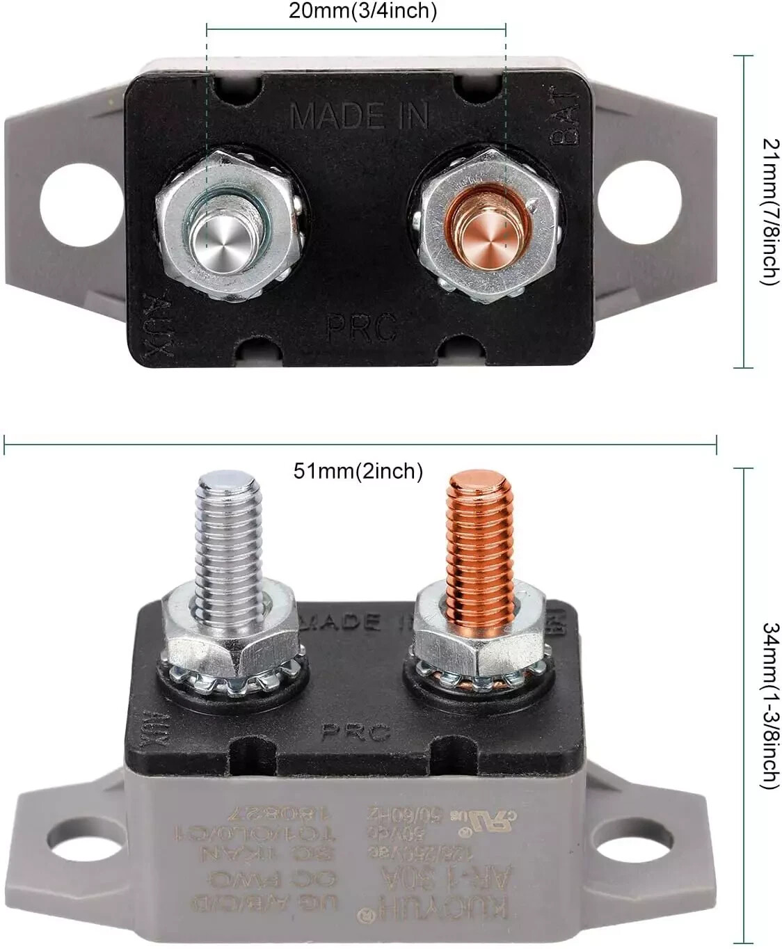 4 Pieces DC 12V – 24V Automatic Reset Circuit Breaker Circuit Breaker with Cover