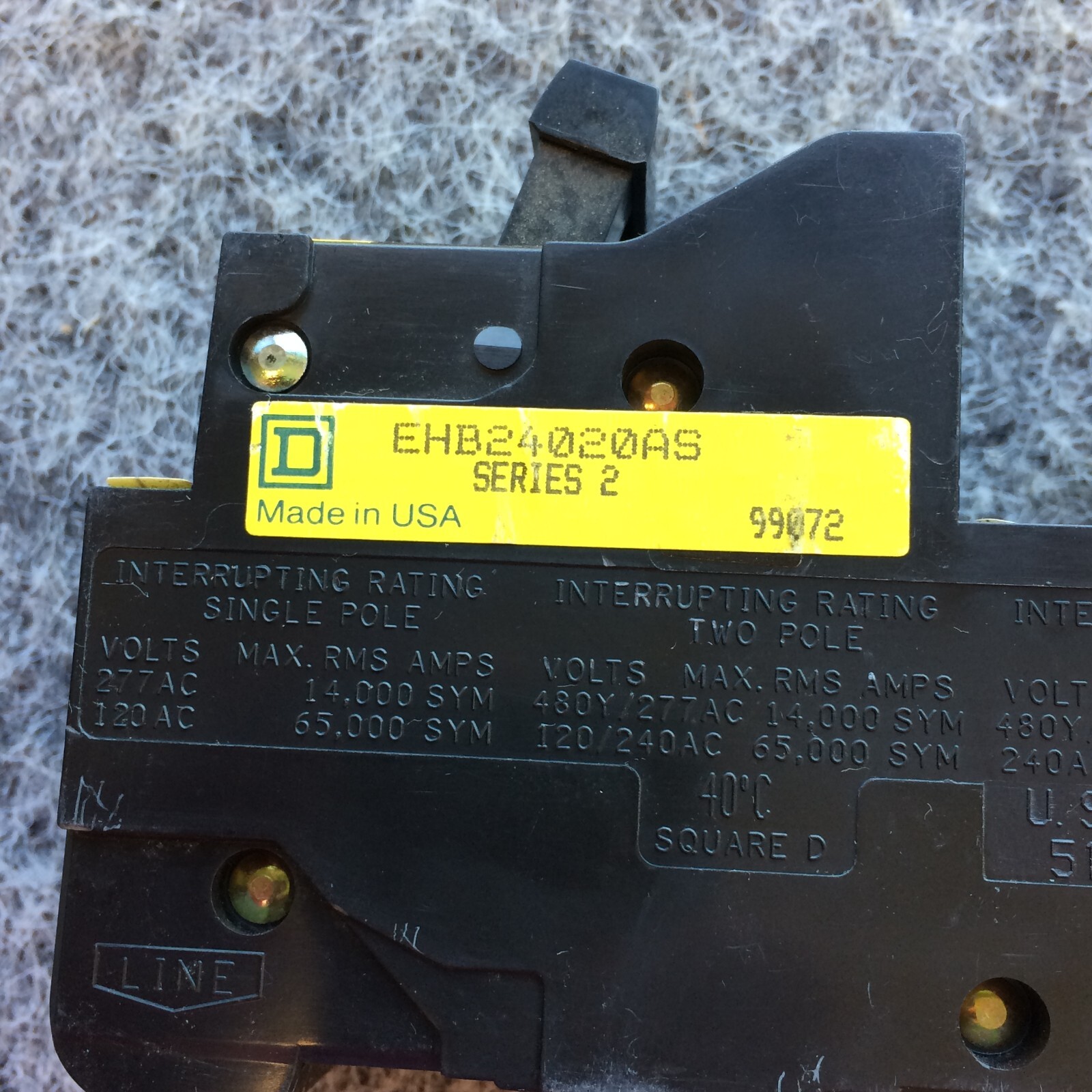 SQUARE D EHB24020AS, 20 Amp 480V, Remotely Operated Circuit Breaker – WARRANTY