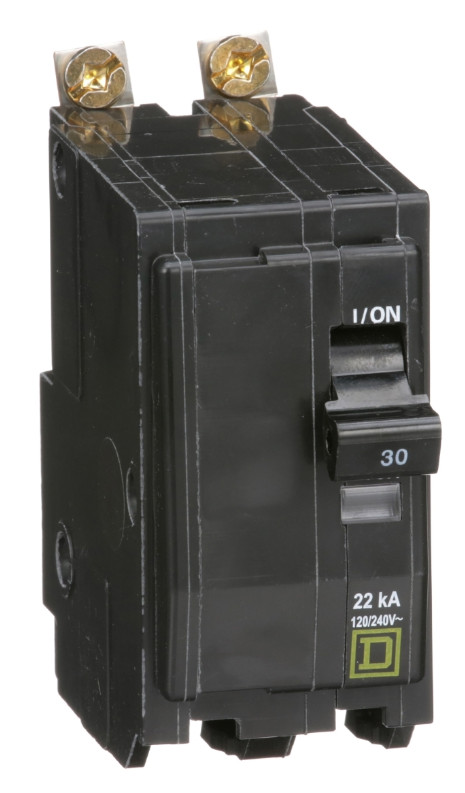 Square D Mini Circuit Breaker, QO, 30A, 2P, 120/240V~, 22kA, Bolt on Used