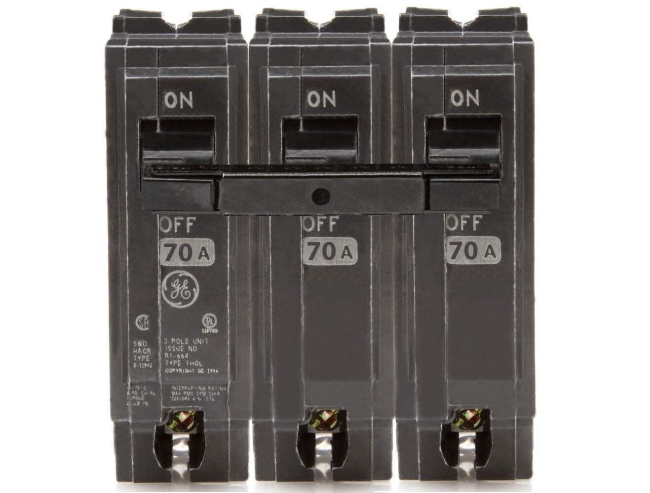 THQL32070 – General Electric 70 Amp 3-Pole 240V Q-Line Plug-In Circuit Breaker,