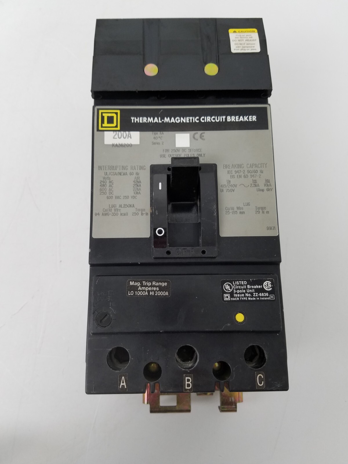 KA36200 Square D 200 Amp Circuit Breaker *NEXT DAY OPTION*