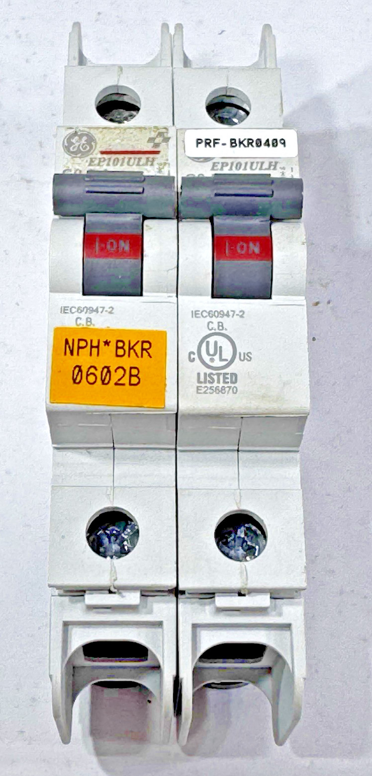 Lot of 2 GE EP101ULHC0.5 / 690265 E256870 0.5Amp Mini Circuit Breaker 1 Pole 120