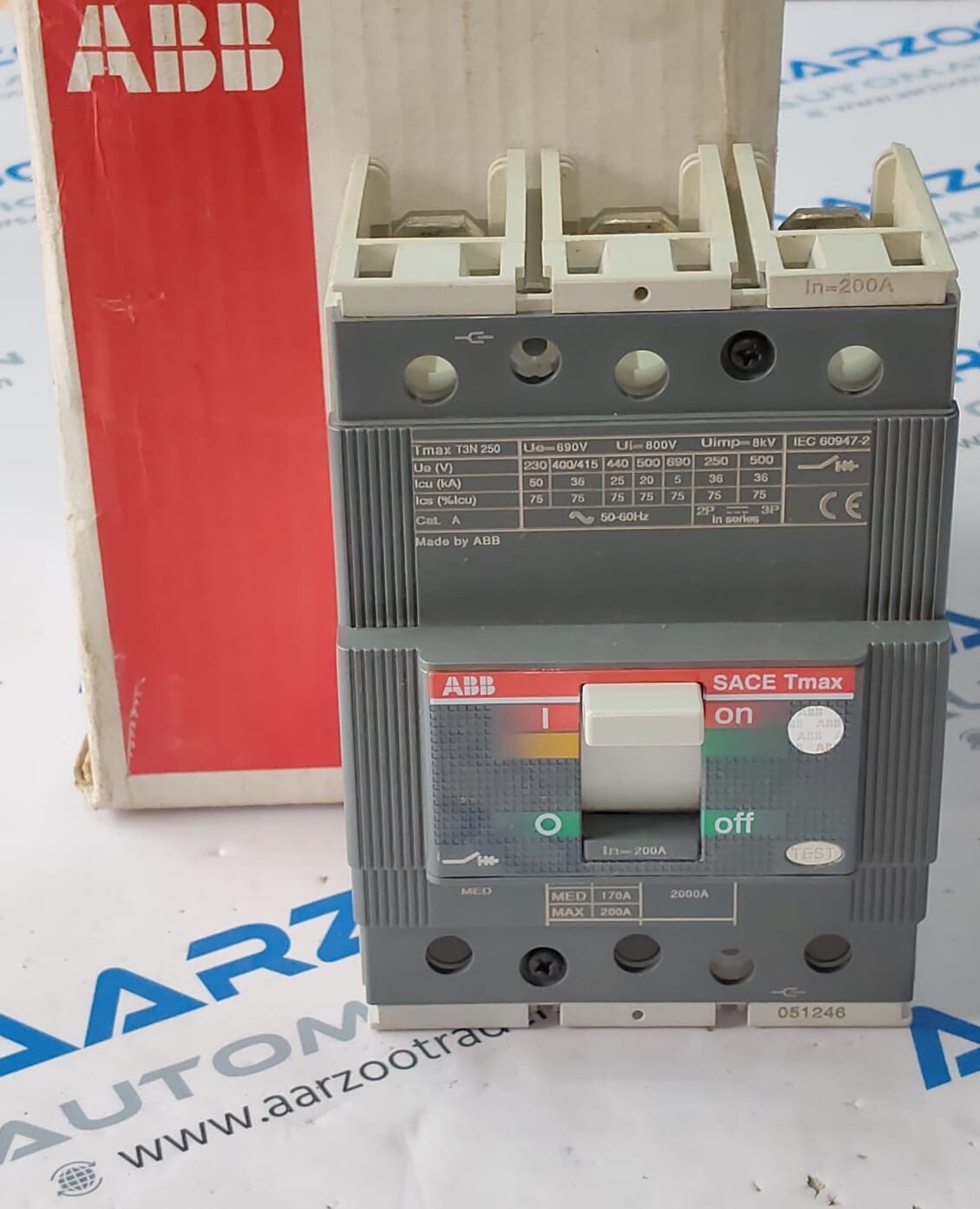 ABB SACE Tmax T3N250 3 POLE 200 AMP MOULDED CASE CIRCUIT BREAKER 1SDA051246R1 #2