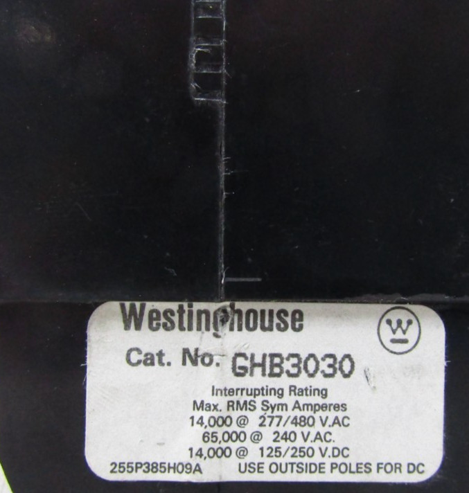 🙌 WESTINGHOUSE 30 AMP CIRCUIT BREAKER 277/480 VAC 125/250 VDC 3 POLE GHB3030