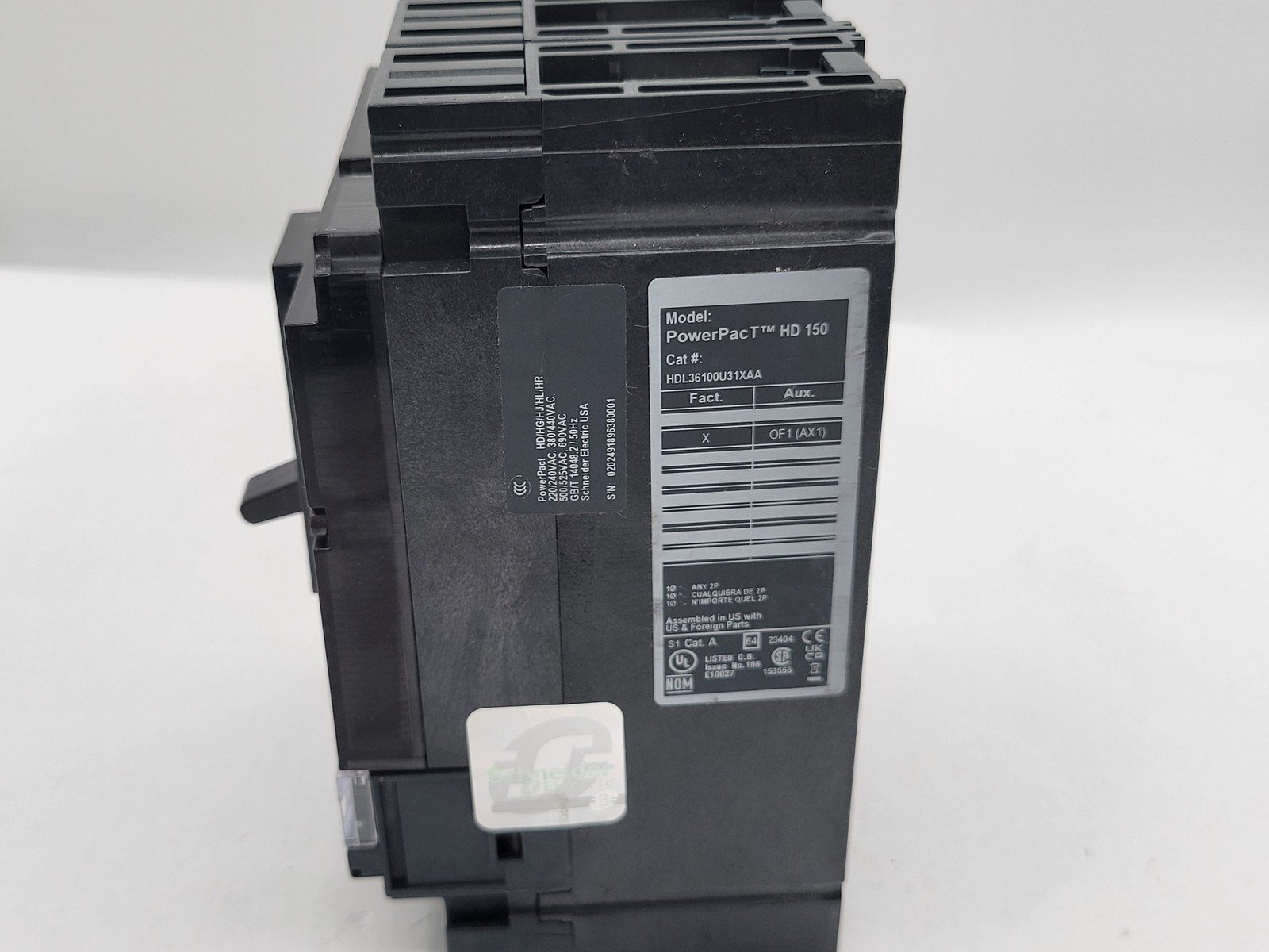 Square D HDL36100U31XAA PowerPact Circuit Breaker 100 Amp 3 Pole 240/480/600V