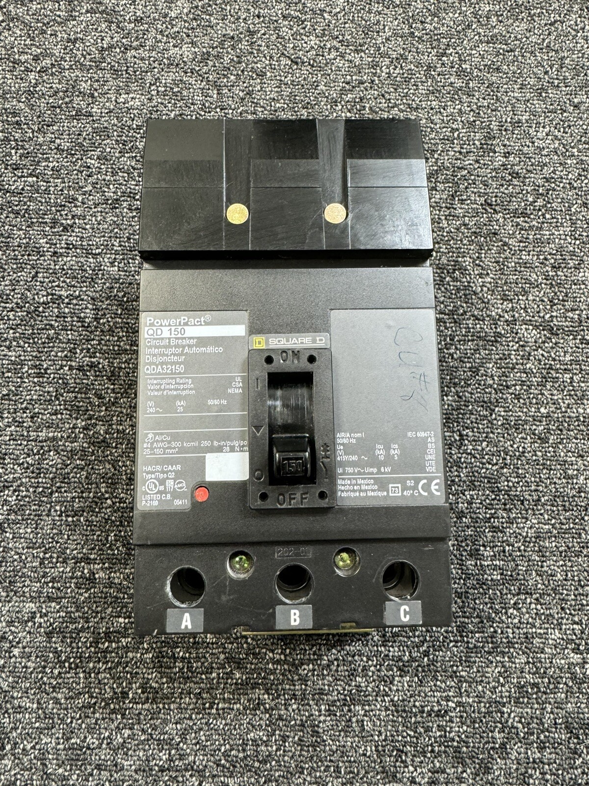 SQUARE D QDA32150 3P 150 AMP 240V I LINE CIRCUIT BREAKER