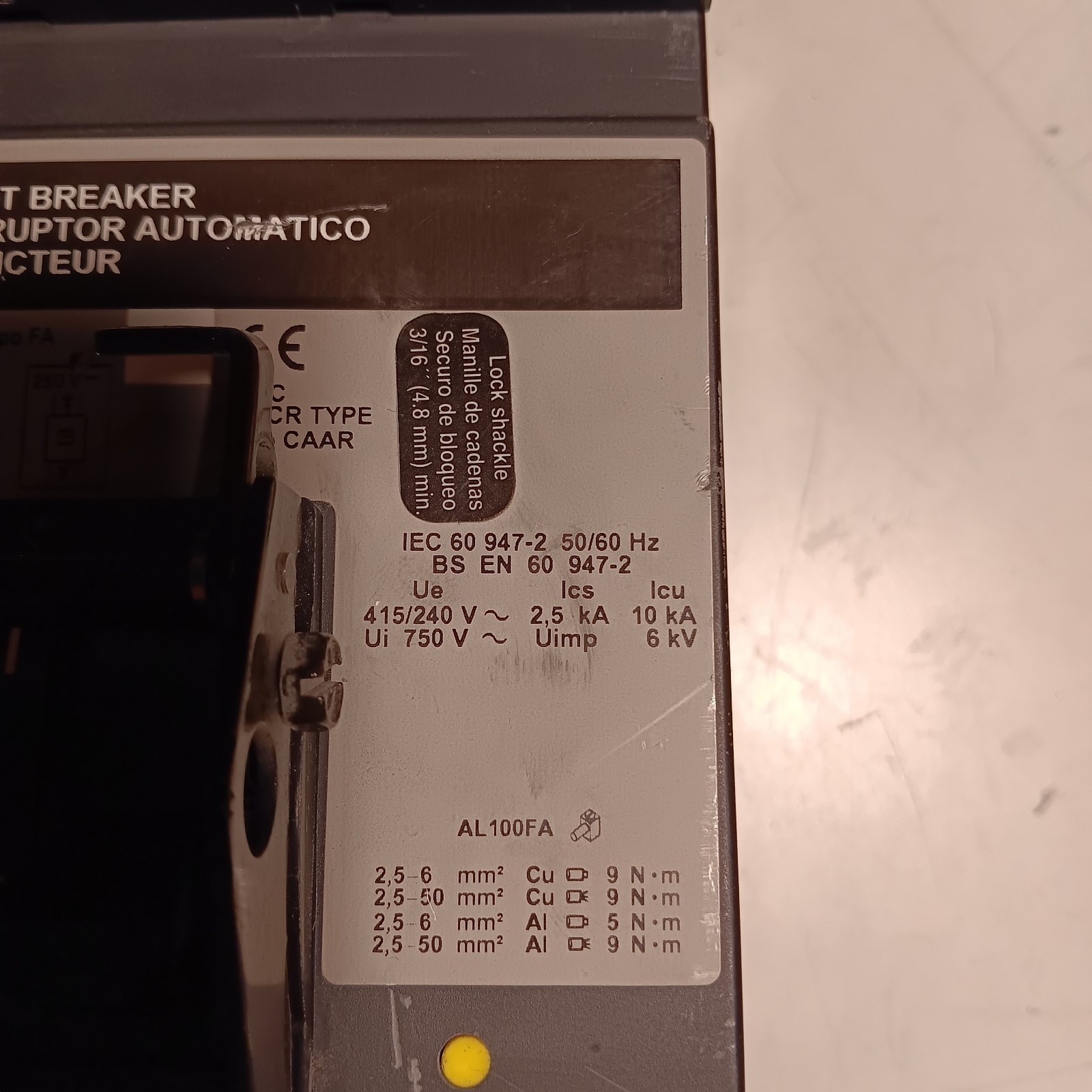Square D FA36100 100 Amp 3Pole 18kA@480VAC I-Line Breaker Excellant condition.