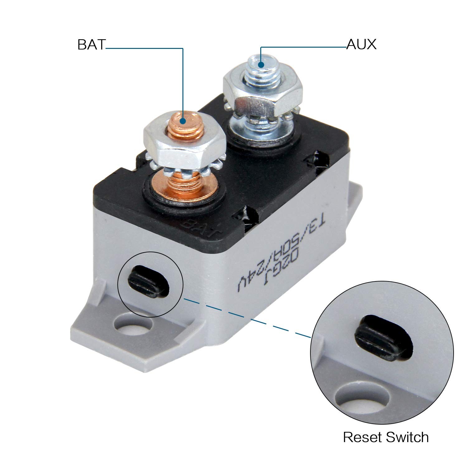 RKURCK 6-28V 50A Circuit Breaker Manual Reset for Automotive RV Marine Boat w…