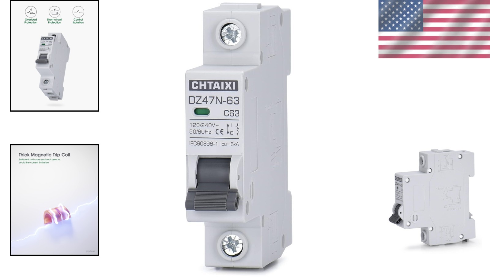 Versatile 240V 63 Amp Miniature Circuit Breaker for Home and Solar Installation