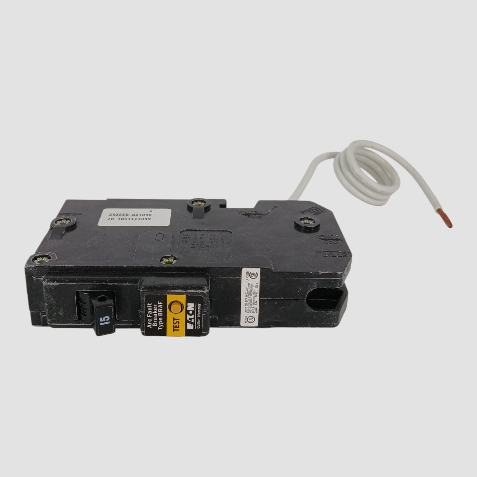 Eaton Cutler-Hammer BR115AF 1 Pole 15A, 120V Circuit Breaker Arc Fault-Untested