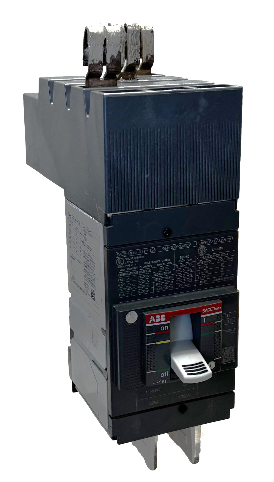 ABB XT1HU3125AYD000XXX Circuit Breaker 125A 3P 600V XT1 MCCB UL 489 New