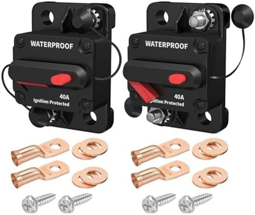 DaierTek 40 Amp Circuit Breaker 12V – 48V, 12 Volt DC Circuit Breaker 40A Wat…