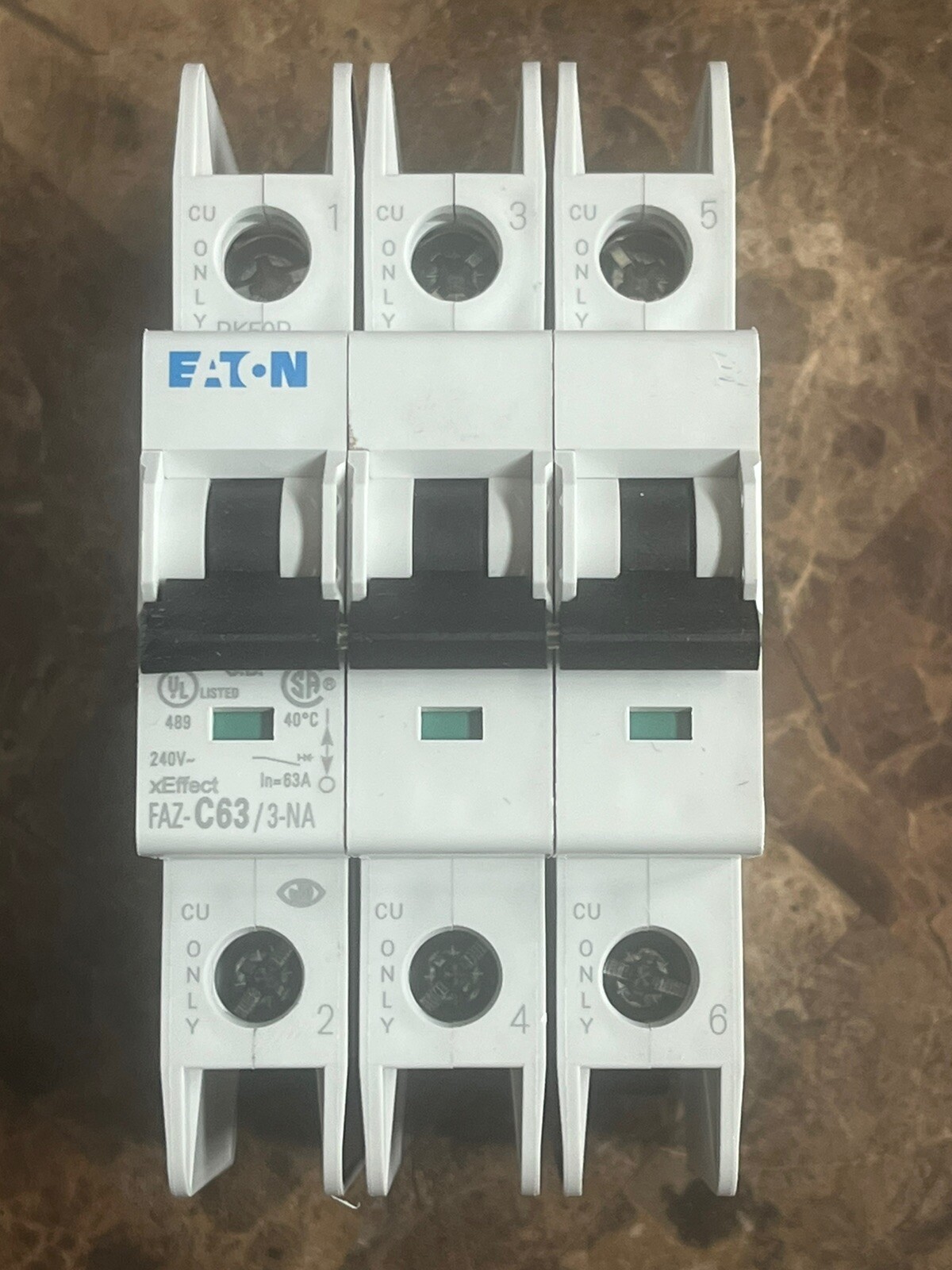 EATON FAZ-C63/3-NA CIRCUIT BREAKER, 3-POLE, 63A, 240V, C CURVE, NIB | SISU