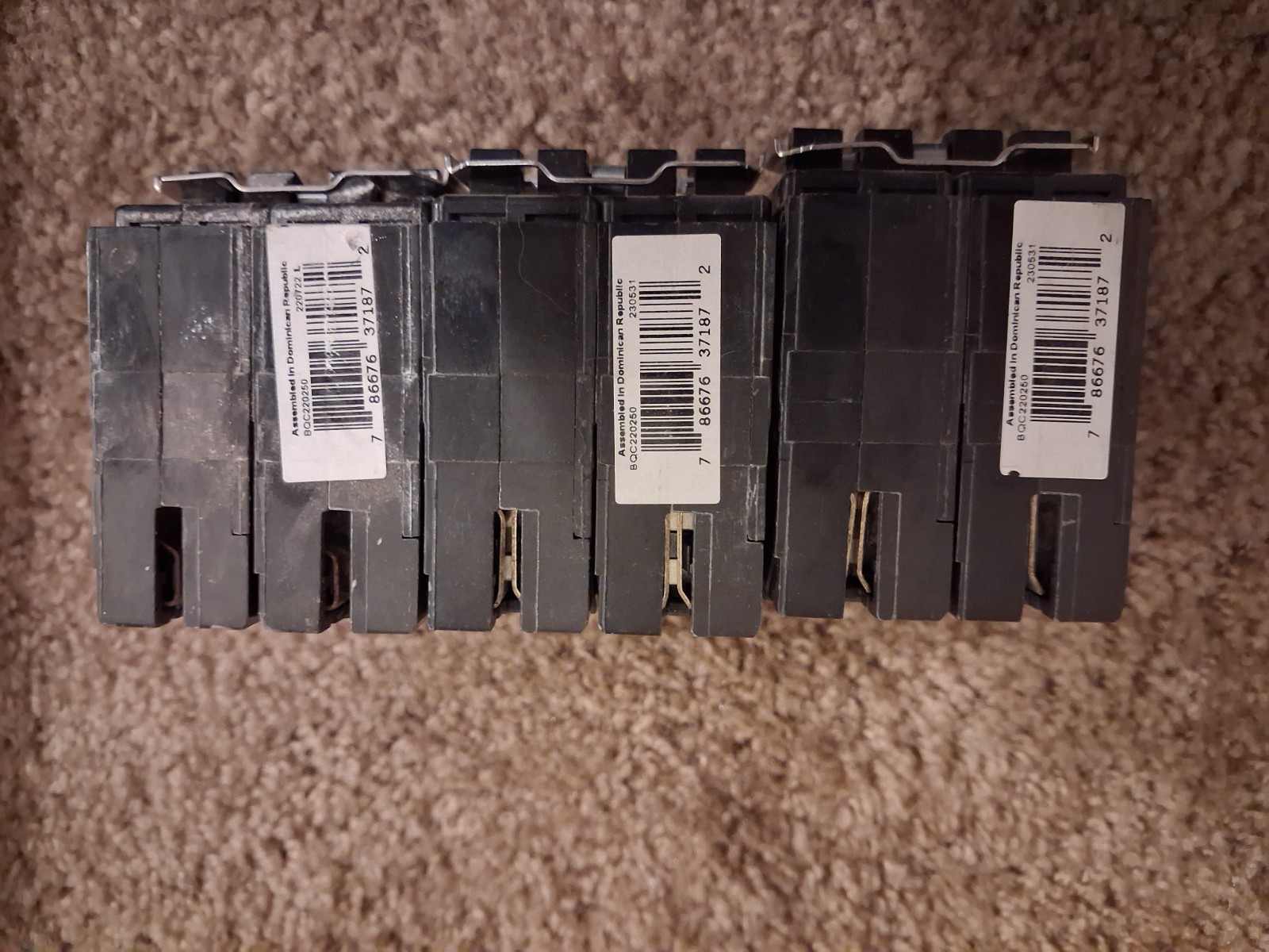 Eaton BQC220250 20Amp/50Amp 2 Pole Quadplex Breaker lot of 3
