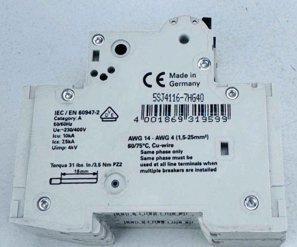 (LOT OF 4) SIEMENS 5SJ41 Circuit Breaker 16A, 30A 240VAC 1Pole *WARRANTY*