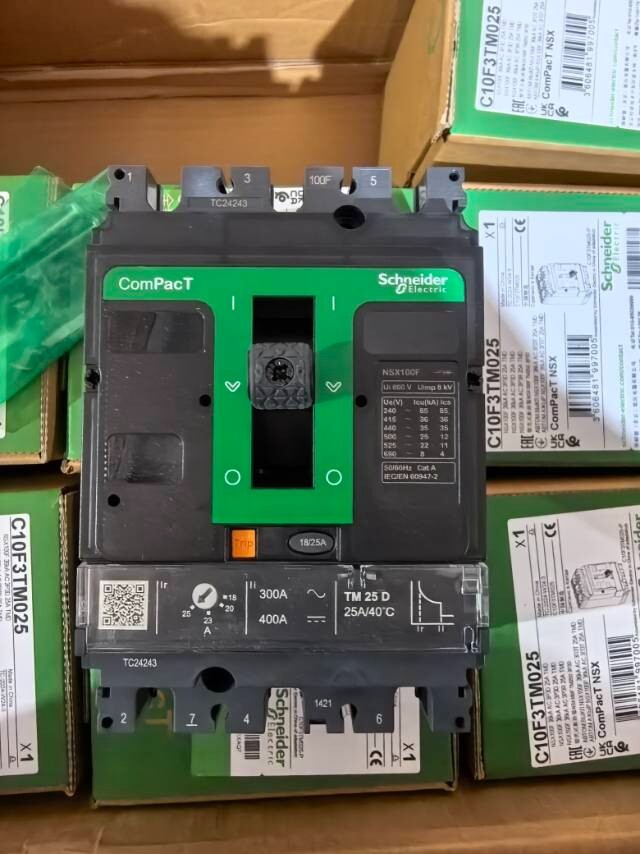 C10F3TM025 Brand New Schneider MCCB ComPacT NSX100F 36kA TMD 25A 3P3D F 690V