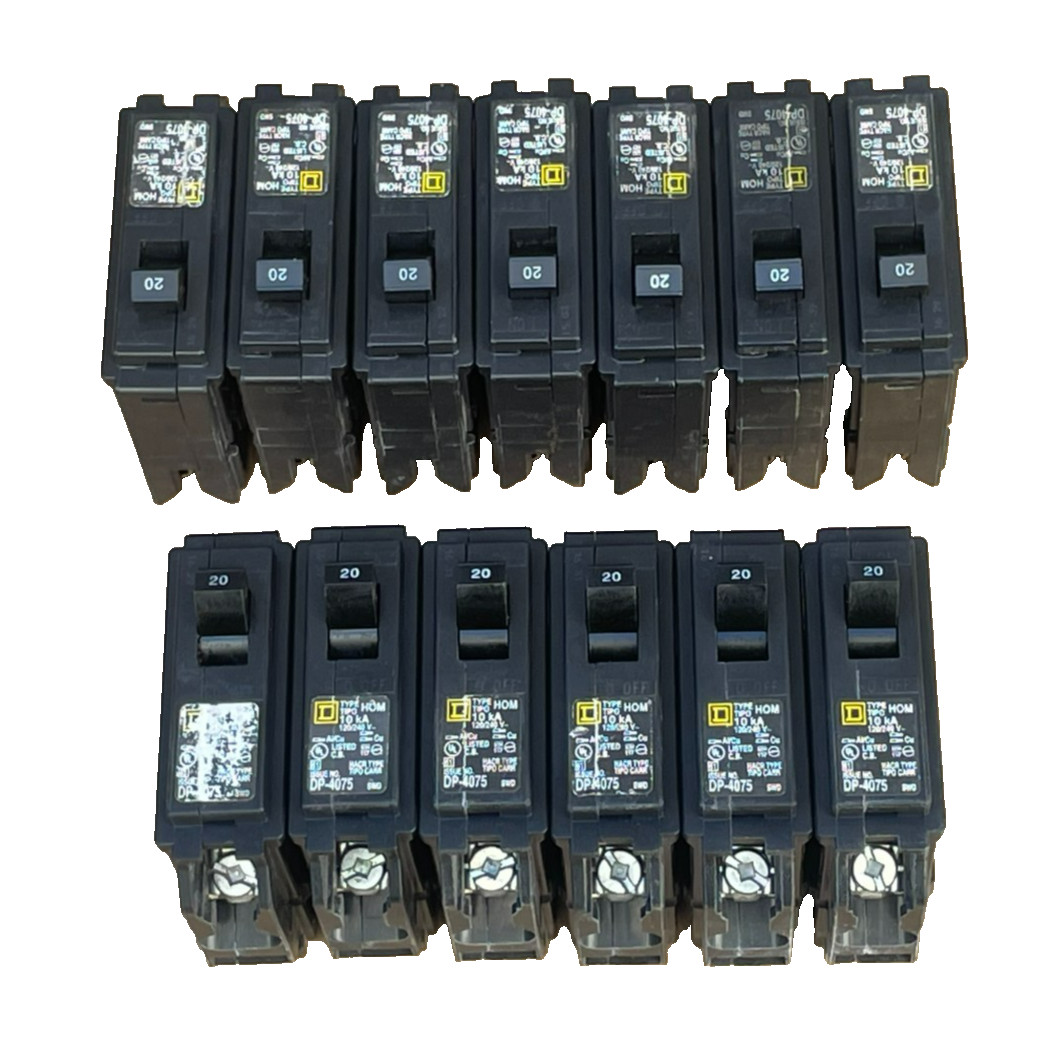 Square D HOM120CP 20 Amp 120/240V Single Pole Circuit Breaker (Lot of 13)