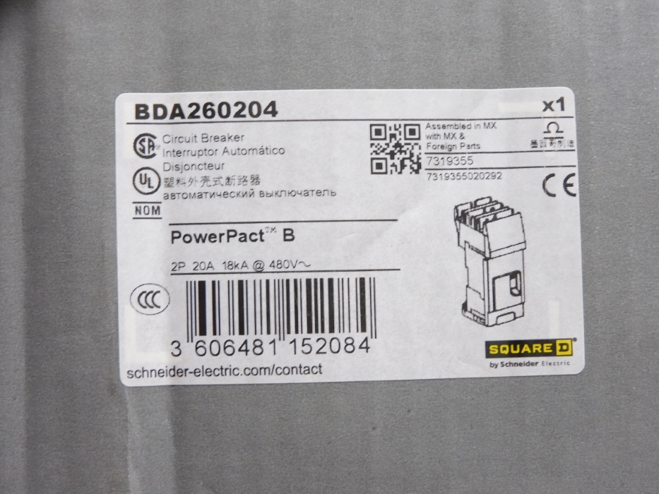 SQUARE D BDA260204 20A 480V NSMP