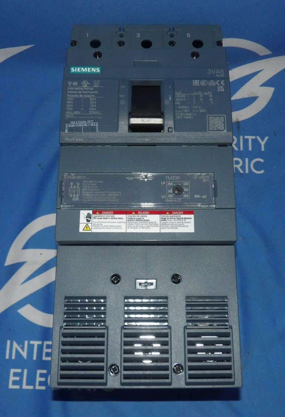 Siemens 3VA5340-5EC31-0AA0 400A 600V 3 Pole Circuit Breaker + 1 Year Warranty