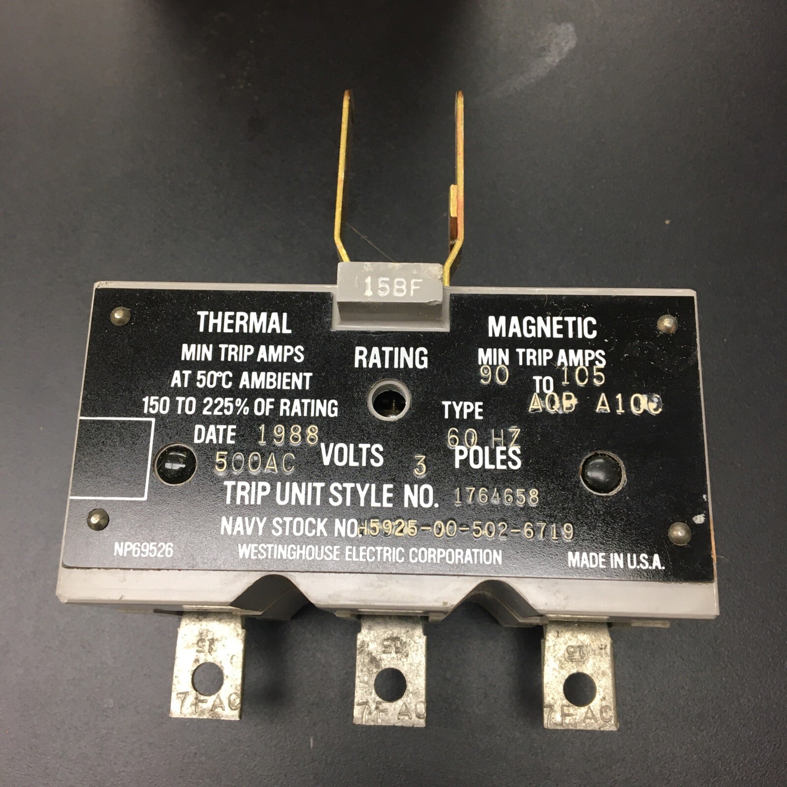 WESTINGHOUSE S1764658 THERMAL MAGNETIC TRIP 5925-00-502-6719 New In Box 1764658