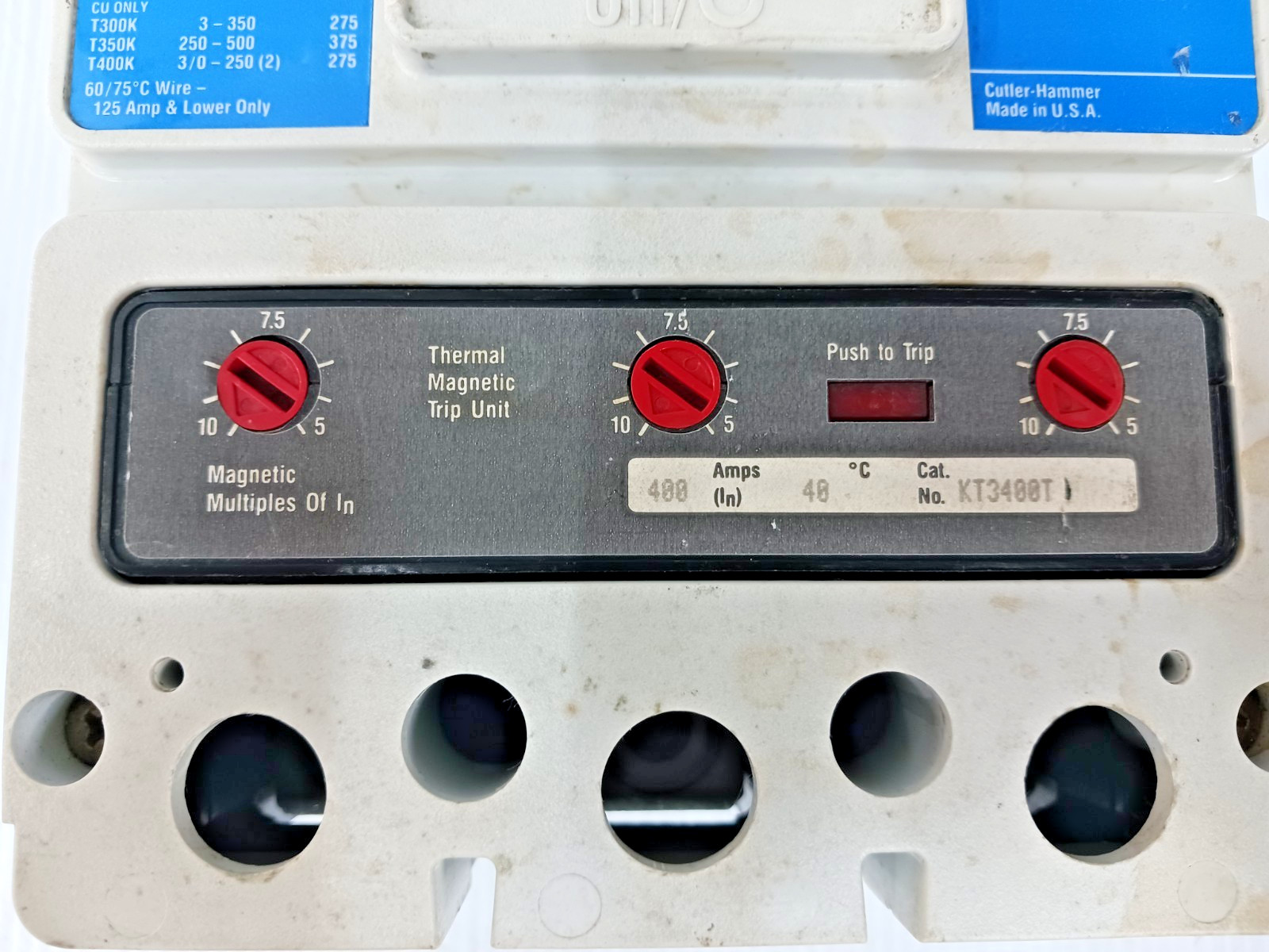 Cutler Hammer 400 Amp Circuit Breaker 3P 600 VAC KD3400F W/ 400 Amp Trip *Flaw*