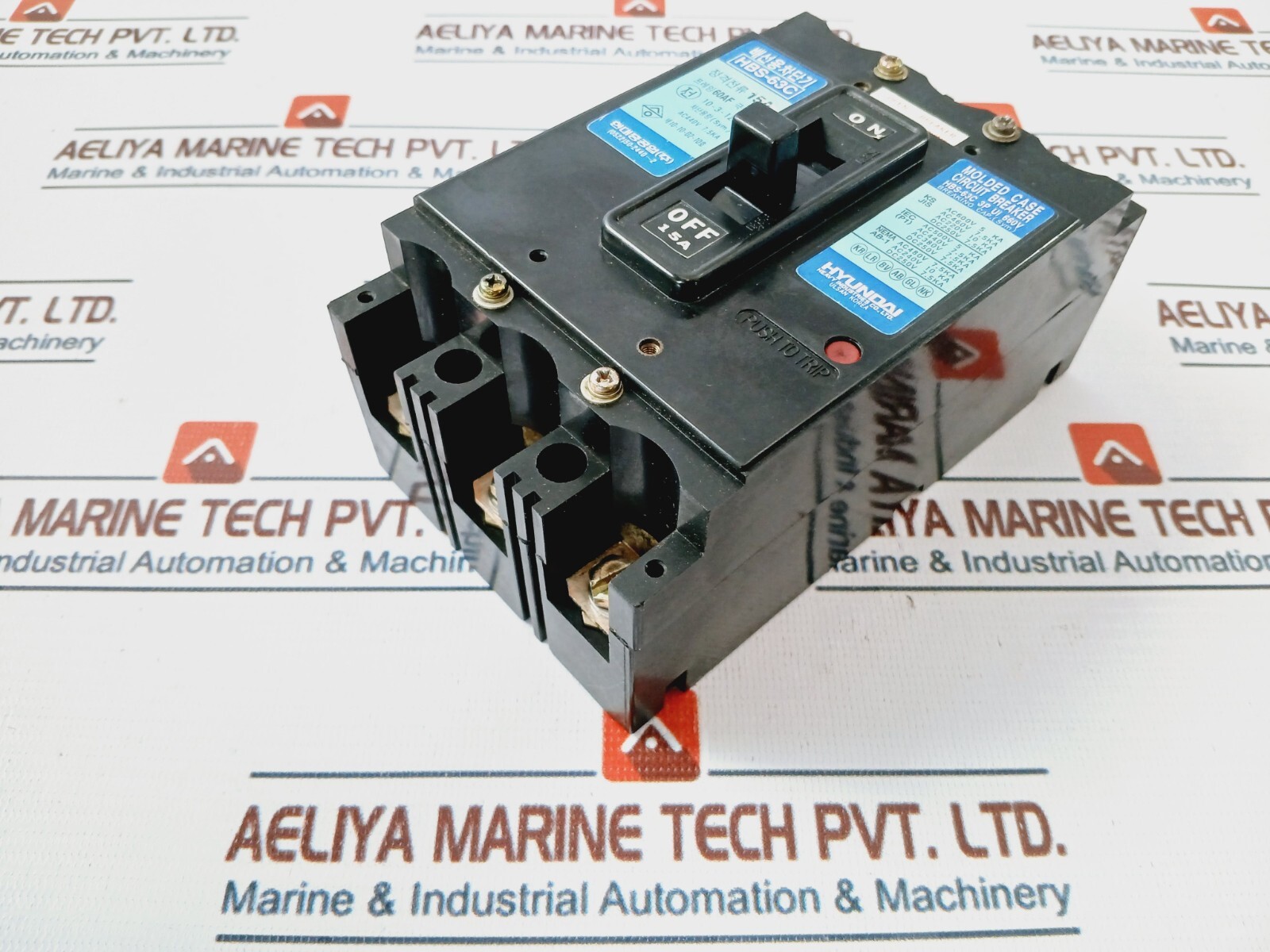 Hyundai Hbs-63c, 3p Molded Case Circuit Breaker 15a