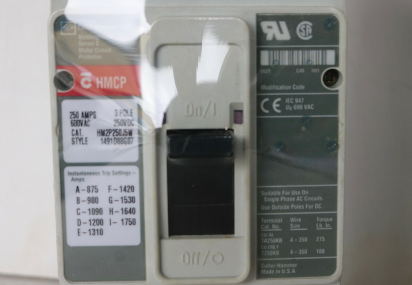 Cutler-Hammer HM2P250J5W 2 In Stock