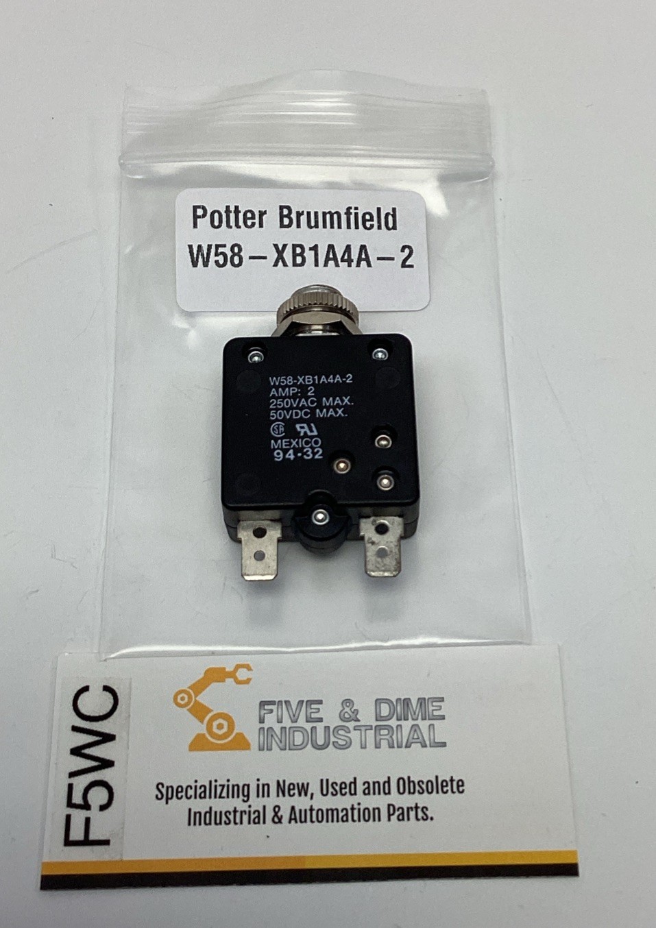 Potter & Brumfield W58-XB1A4A-2 2-Amp Circuit Breaker , Spade Terminals