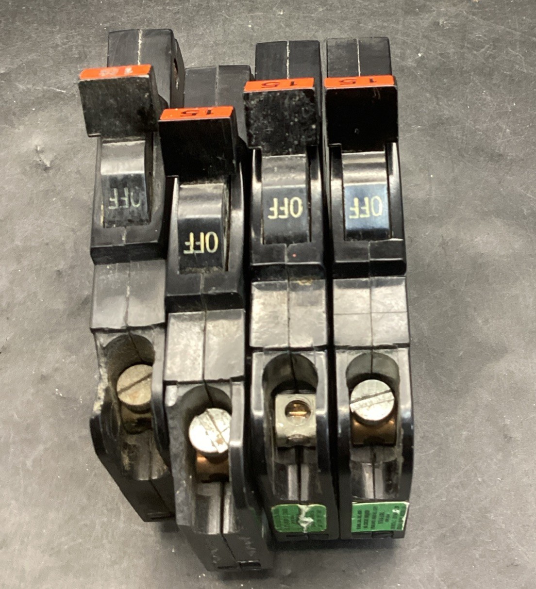 Lot Of 4 FPE NC115 15 A 1 Pole Stab-Lok Federal Pacific 1 Missing Lug /Chipped