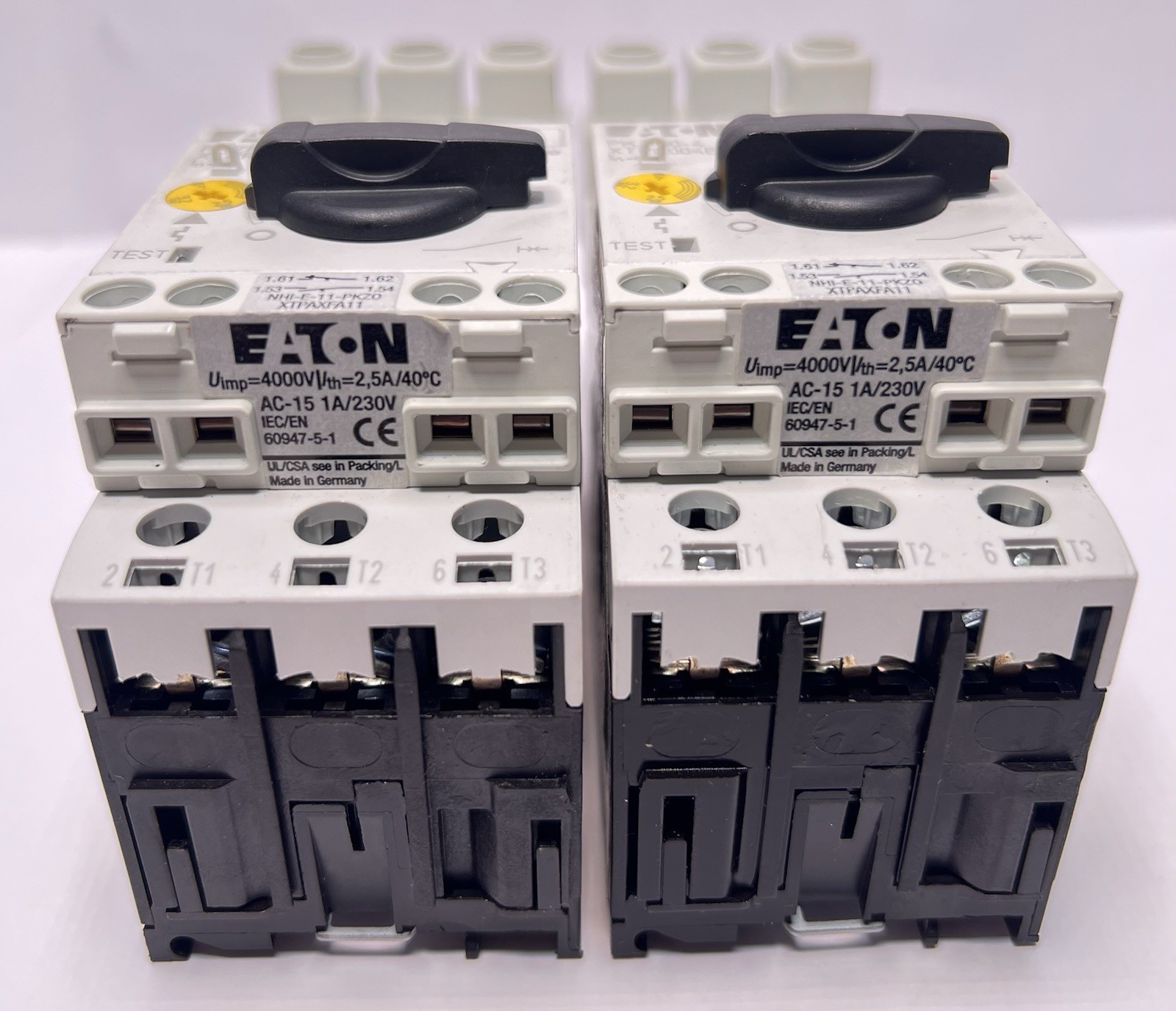 LOT of 2 : EATON Moeller PKZM0-4 XTPR004BC1 CIRCUIT BREAKER, W/ XTPAXLSA Adapter