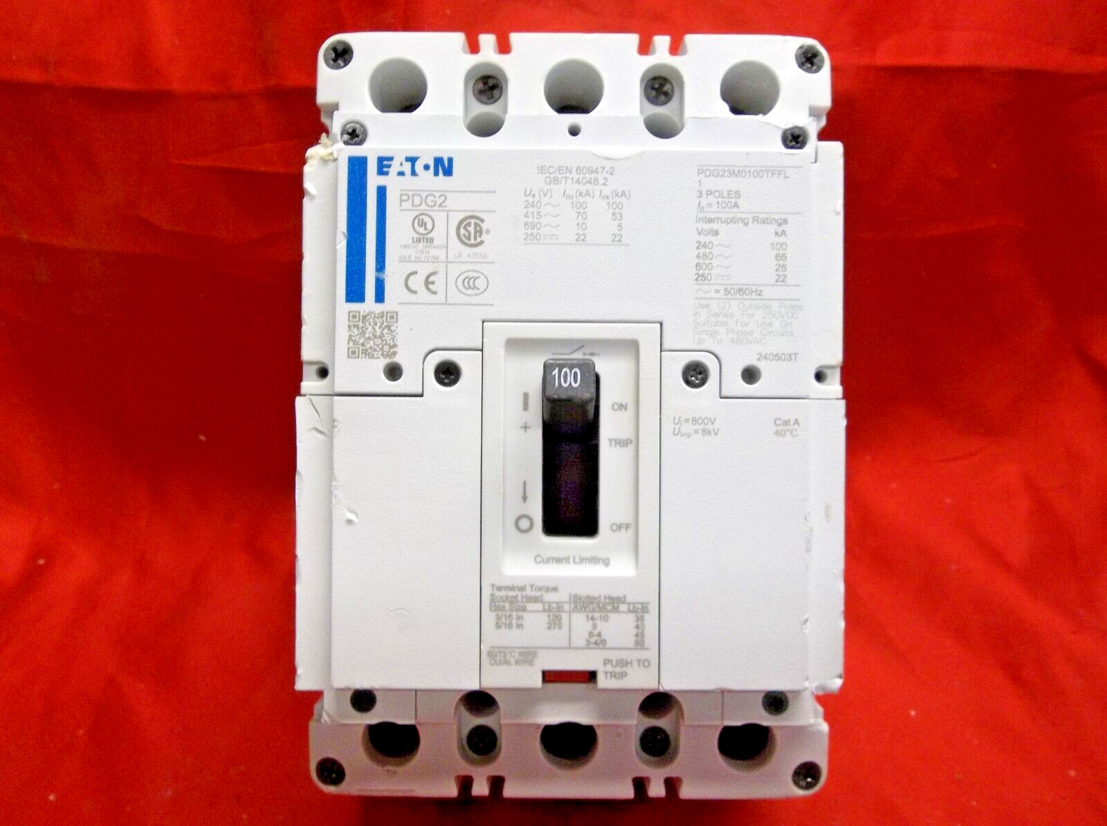 EATON PDG23M0100TFFL circuit breaker 325D5