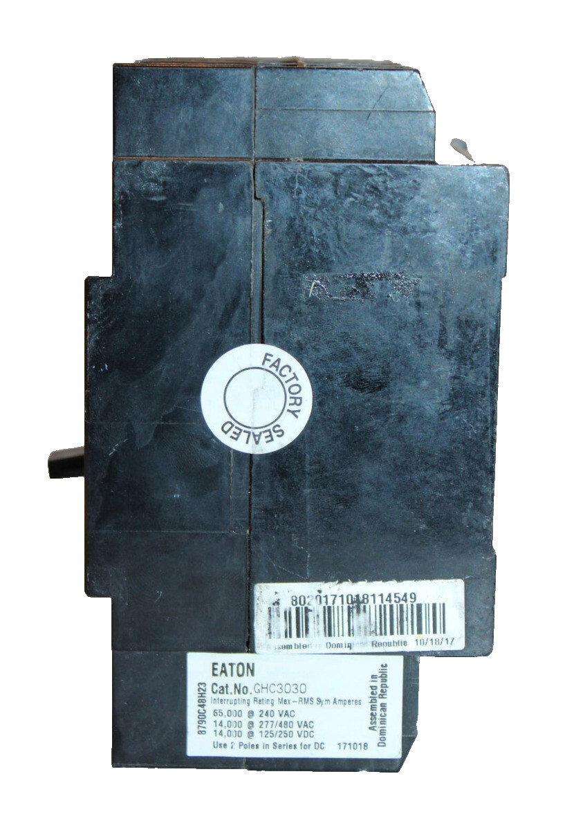 Eaton GHC3030 Circuit Breaker 30A 3‑Pole 600V AC/DC Bolt‑On High‑IC