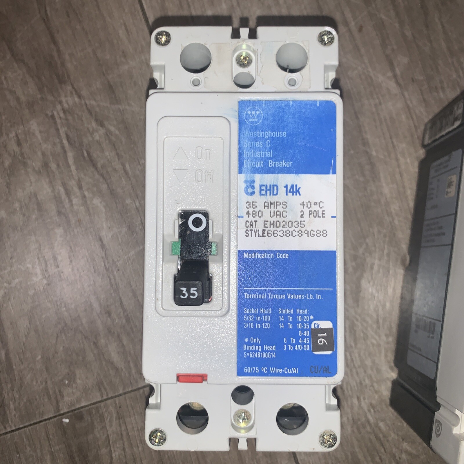 Eaton Cutler-Hammer EHD2035 35A 480V 250VDC 2P Industrial Circuit Breaker(BLUE)